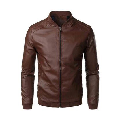 Veste Homme Chic en Cuir avec Fermeture Éclair - PanierRoyale