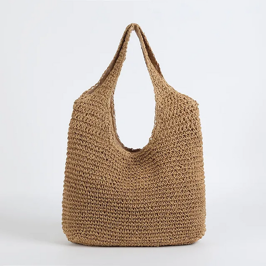 Sac de Plage Tressé Naturel Beige - PanierRoyale
