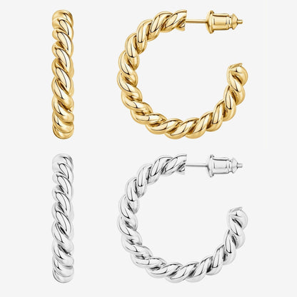 Boucles d’oreilles Femme Effet Corde Style Élégant Intemporel