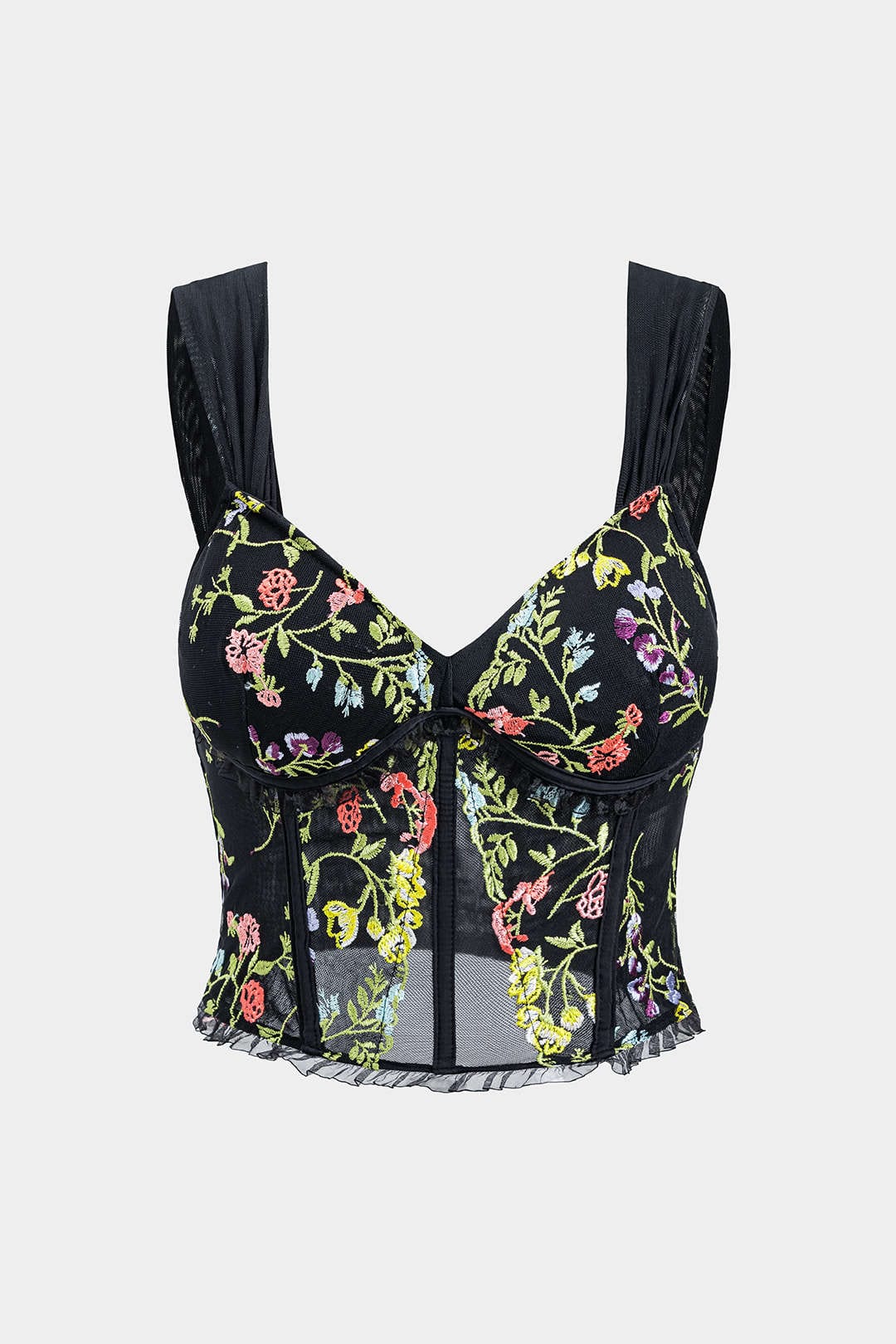Top Korsett Florale avec Dentelle et Maille - BerlinGlamour