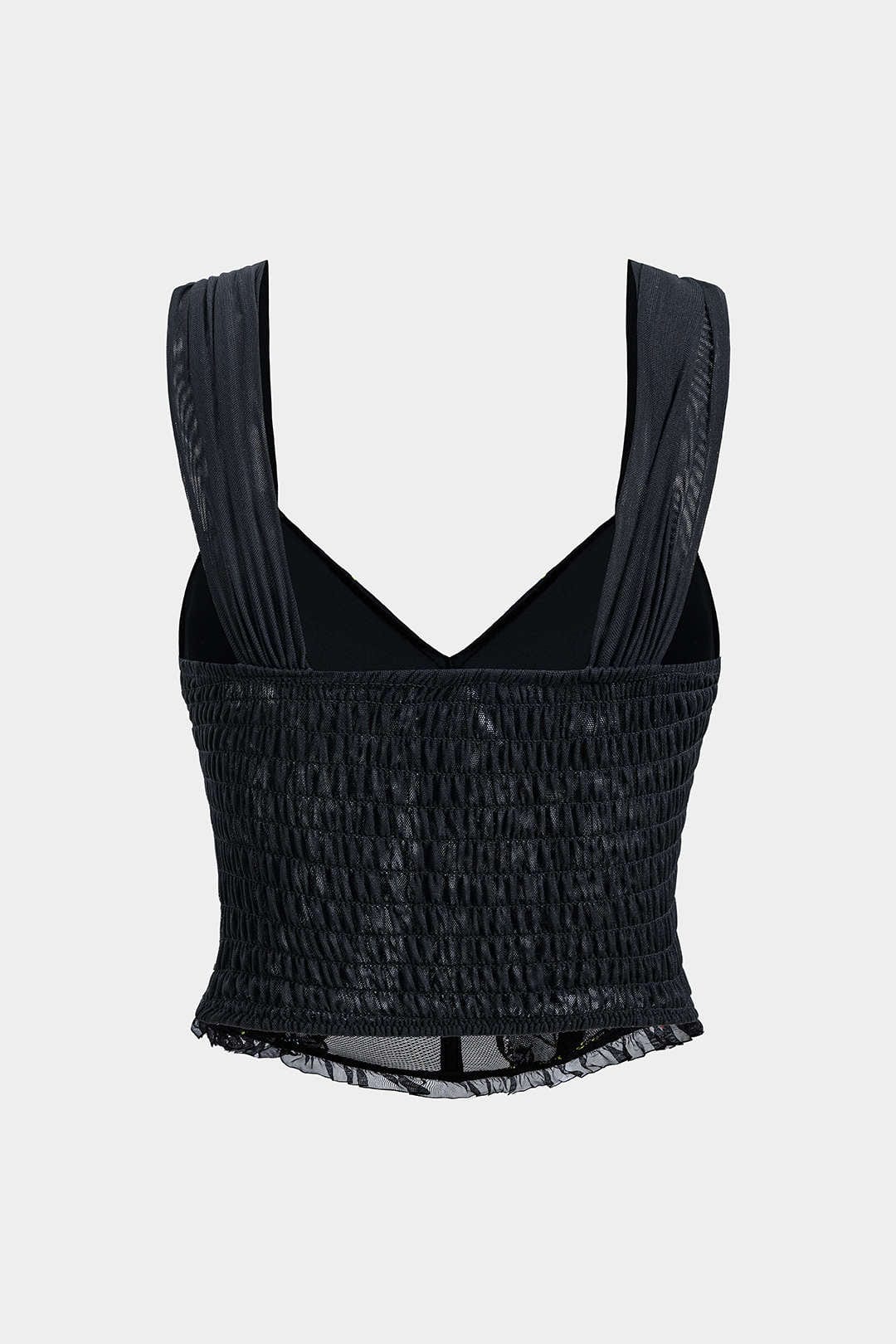 Top Korsett Florale avec Dentelle et Maille