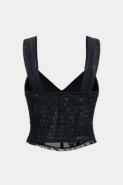 Top Korsett Florale avec Dentelle et Maille