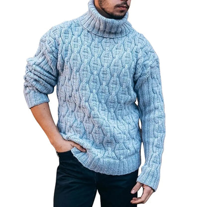Pull Homme en Laine Mélangée Col Roulé Chaud