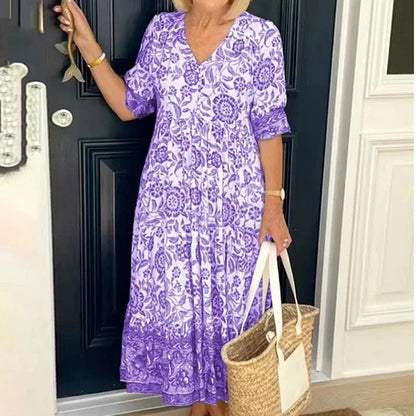 Robe Été Femme Légère Fleuri Décolleté Profond