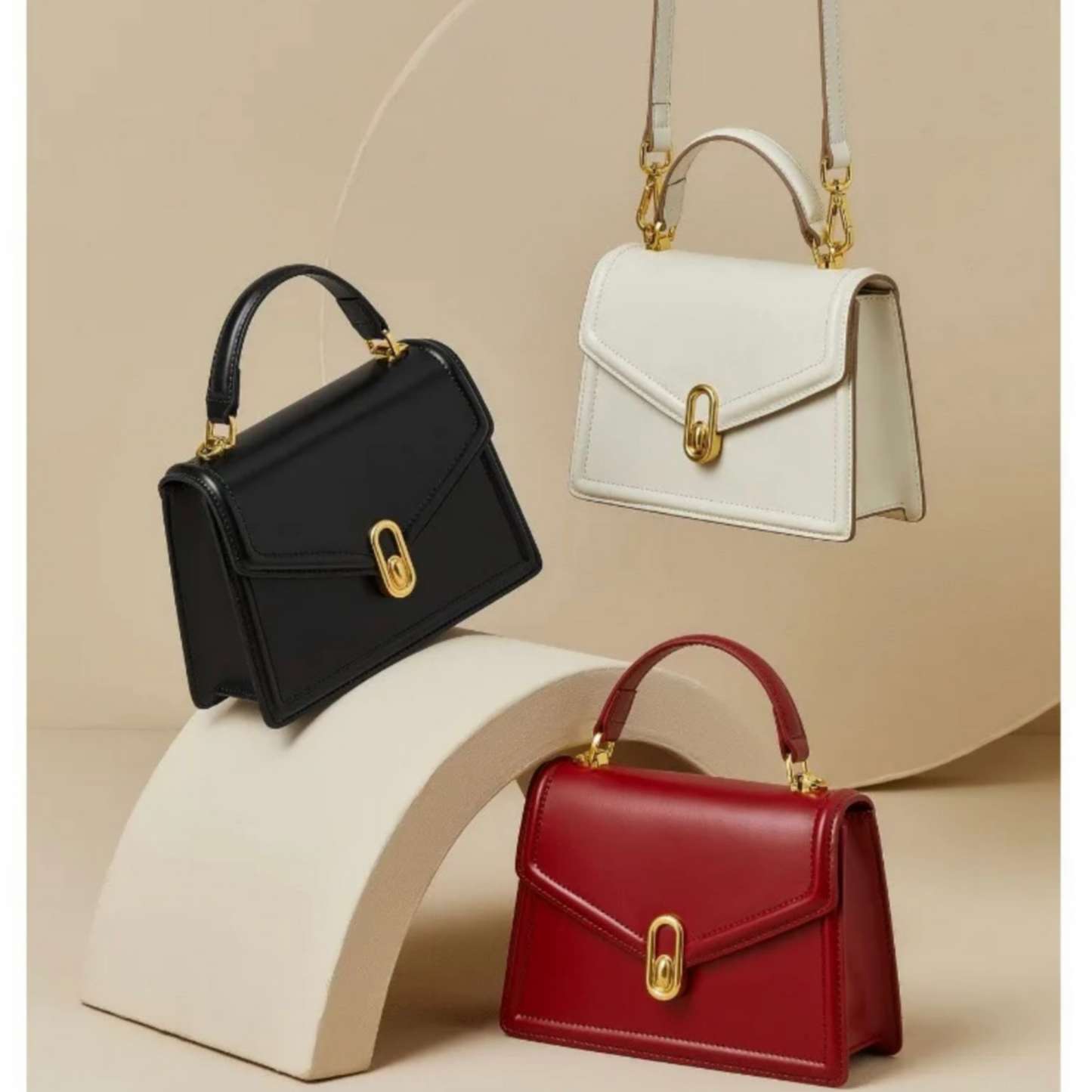 Sac à Main Femme Structuré avec Poignée et Fermeture Or