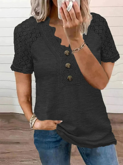 T-Shirt Femme Décolleté Dentelle Été
