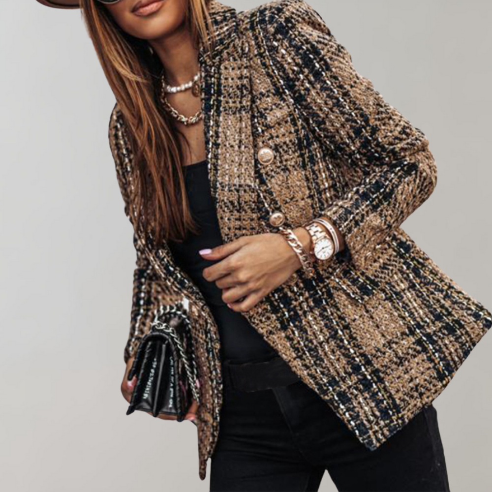 Blazer Carreaux Classique Manches Longues - PanierRoyale
