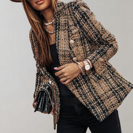 Blazer Carreaux Classique Manches Longues - PanierRoyale