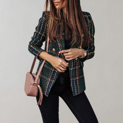 Blazer Carreaux Classique Manches Longues