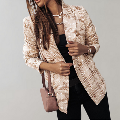 Blazer Carreaux Classique Manches Longues