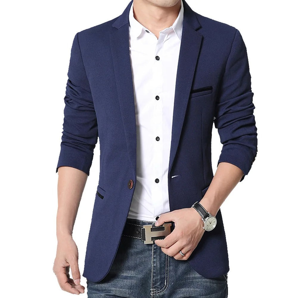 Veste Homme Slim Fit - Blazer Classique en Tissu Doux - PanierRoyale