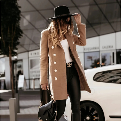 Manteau Femme Élégant Réversible en Laine avec Fermeture Éclair