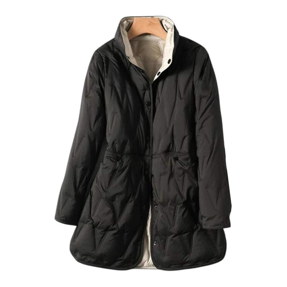 Doudoune Femme Hiver Manches Longues Boutons Noir Élégante - PanierRoyale