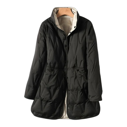 Doudoune Femme Hiver Manches Longues Boutons Noir Élégante - PanierRoyale