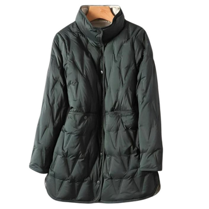 Doudoune Femme Hiver Manches Longues Boutons Noir Élégante