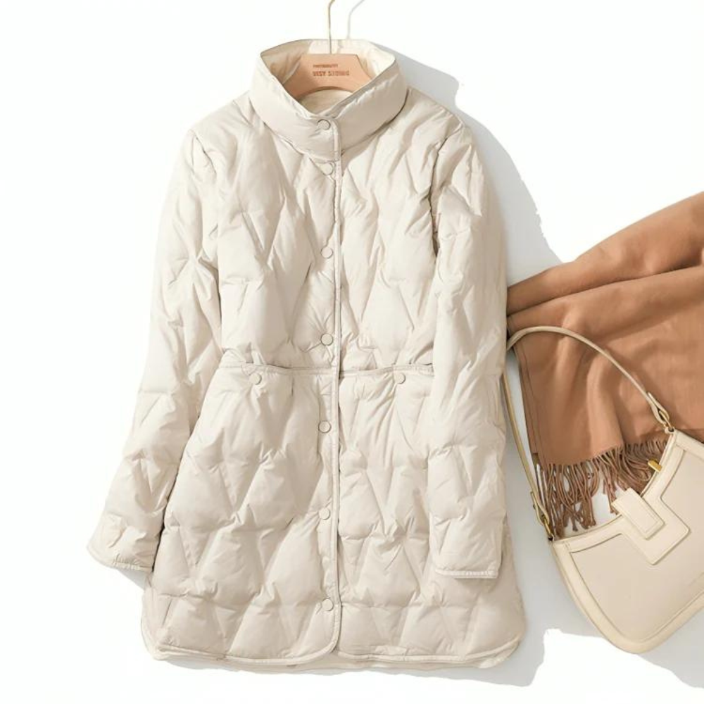Doudoune Femme Hiver Manches Longues Boutons Noir Élégante