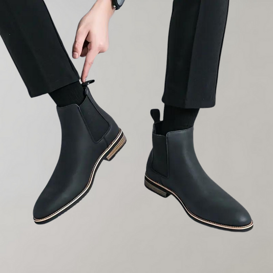 Bottes Chelsea Hautes pour Homme Cuir Noir - PanierRoyale