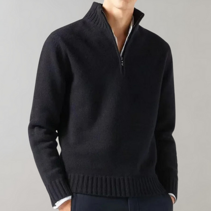 Pull Homme Blanc Classique à Fermeture Éclair