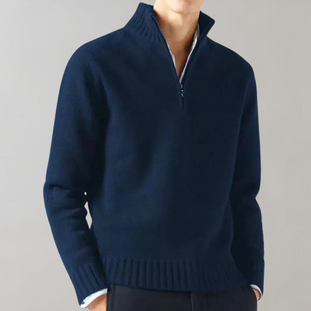 Pull Homme Blanc Classique à Fermeture Éclair