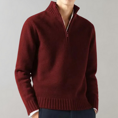 Pull Homme Blanc Classique à Fermeture Éclair