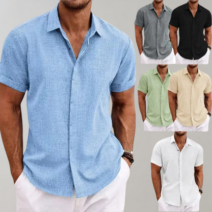 Chemise Lin Coton Court Manches Été