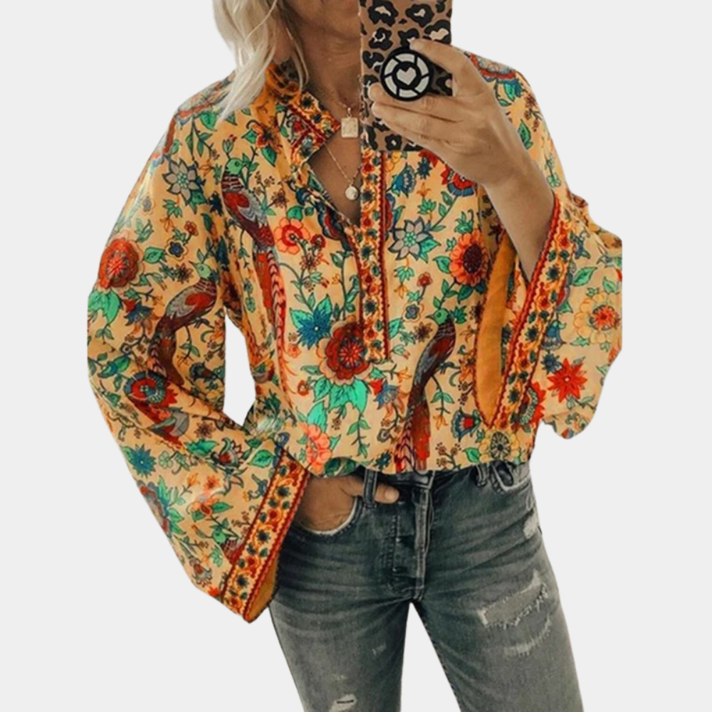 Blouse Femme Été Léger Floral avec Manches Courtes
