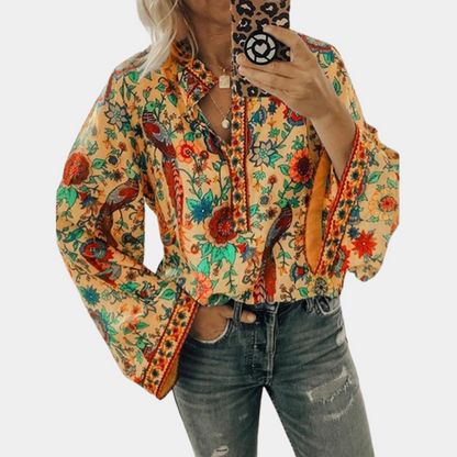 Blouse Femme Été Léger Floral avec Manches Courtes