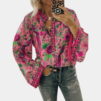 Blouse Femme Été Léger Floral avec Manches Courtes