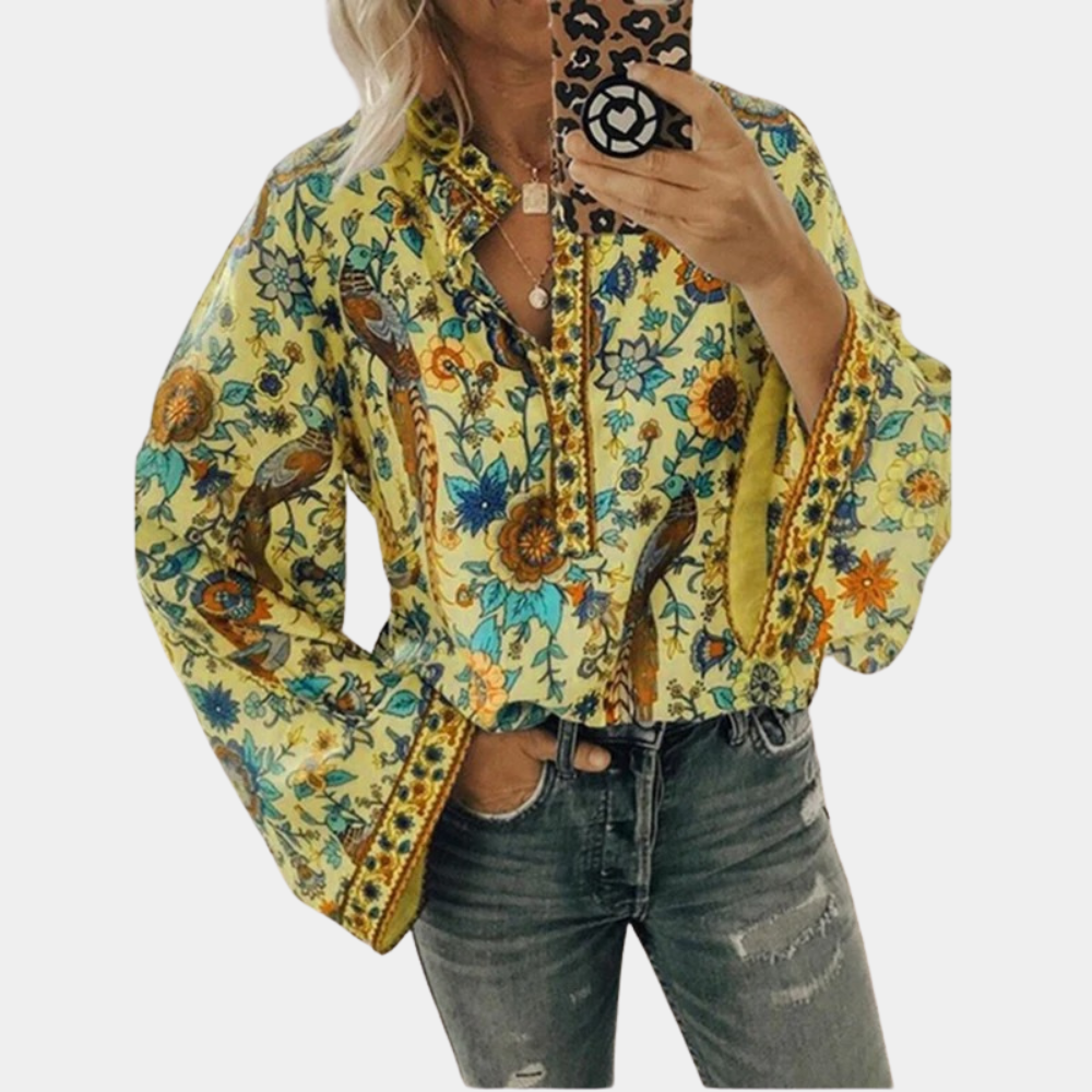 Blouse Femme Été Léger Floral avec Manches Courtes - PanierRoyale