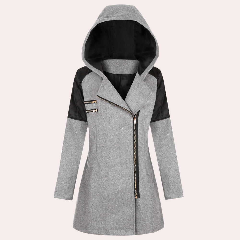 KEISY - Manteau moderne à capuche mi-long pour femmes