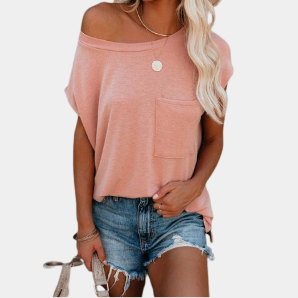 T-Shirt Femme Élégante Manches Courtes pour Été