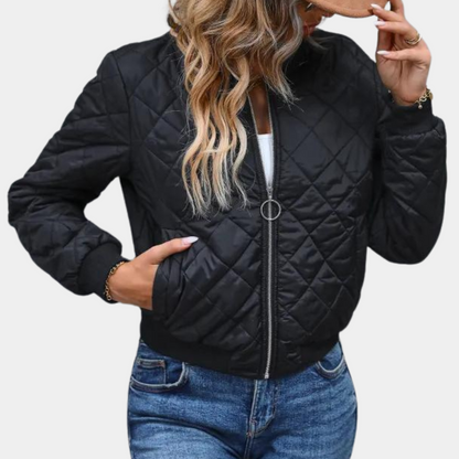 Blouson Bomber Femme Matelassé Zippé Coupe Confortable - PanierRoyale