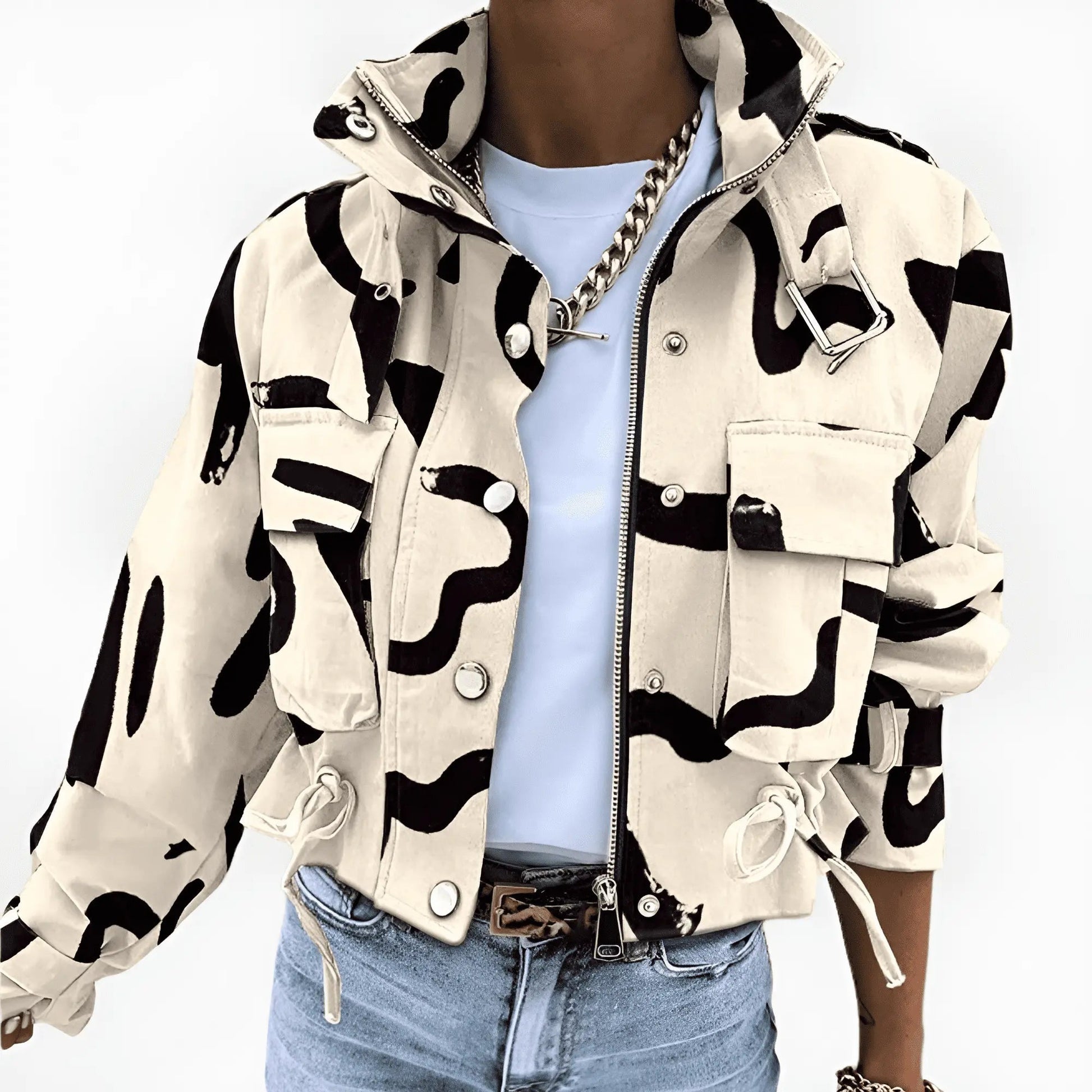 Veste Femme Florale Chic Manches Longues Zip - PanierRoyale