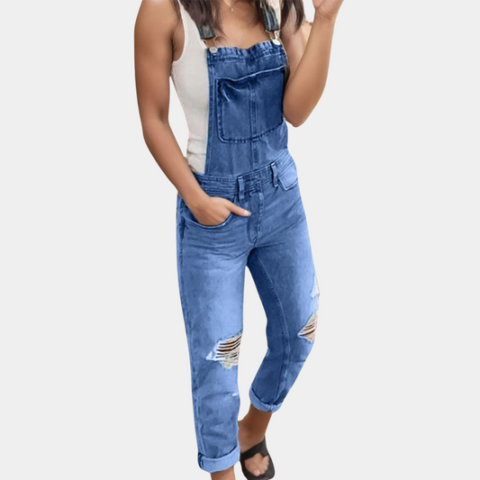 Salopette Jeans Déchirée Femme Mode - PanierRoyale