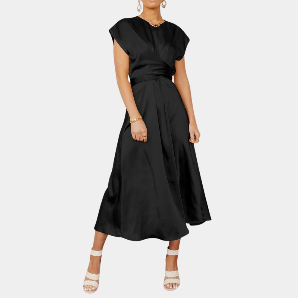Robe satin verte courte pour femme style militaire