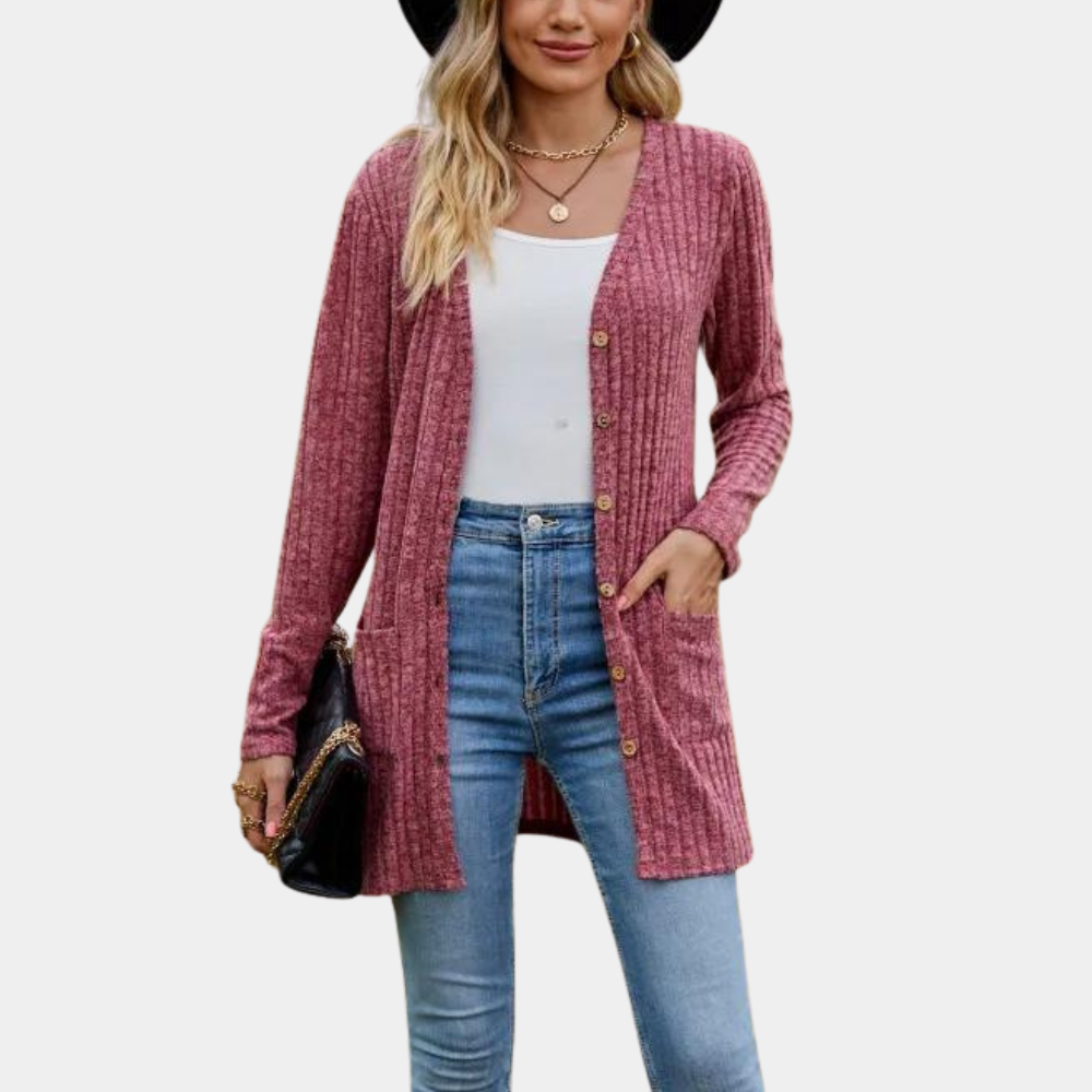 Cardigan Décontracté avec Poches et Fermeture Boutons - PanierRoyale