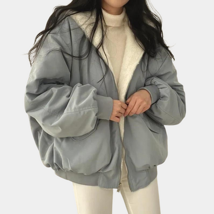 Veste Femme Grande Taille Noir Doublée Fourrure Synthétique Chaude - PanierRoyale