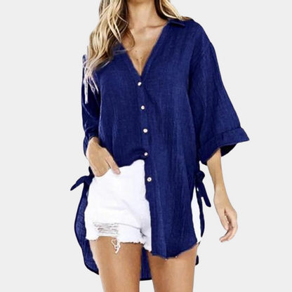 Chemisier Femme Blanc Manches Longues Élégant