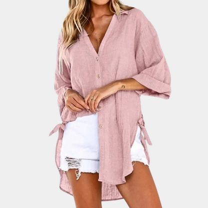 Chemisier Femme Blanc Manches Longues Élégant