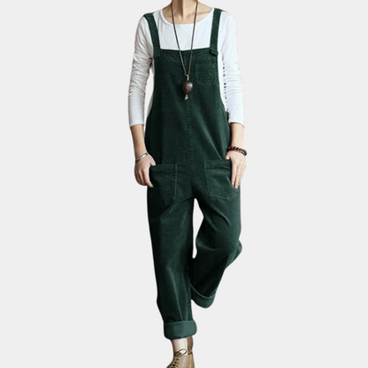 Salopette femme velours vert émeraude confortable - PanierRoyale