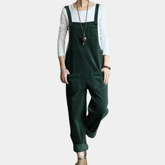 Salopette femme velours vert émeraude confortable - PanierRoyale