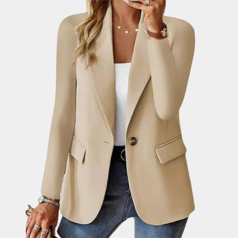Blazer Femme Élégant à Fermeture Éclair et Col Classique pour Travail et Quotidien