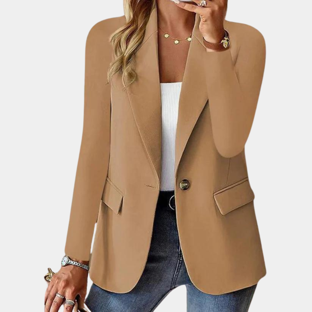 Blazer Femme Élégant à Fermeture Éclair et Col Classique pour Travail et Quotidien