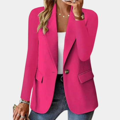 Blazer Femme Élégant à Fermeture Éclair et Col Classique pour Travail et Quotidien