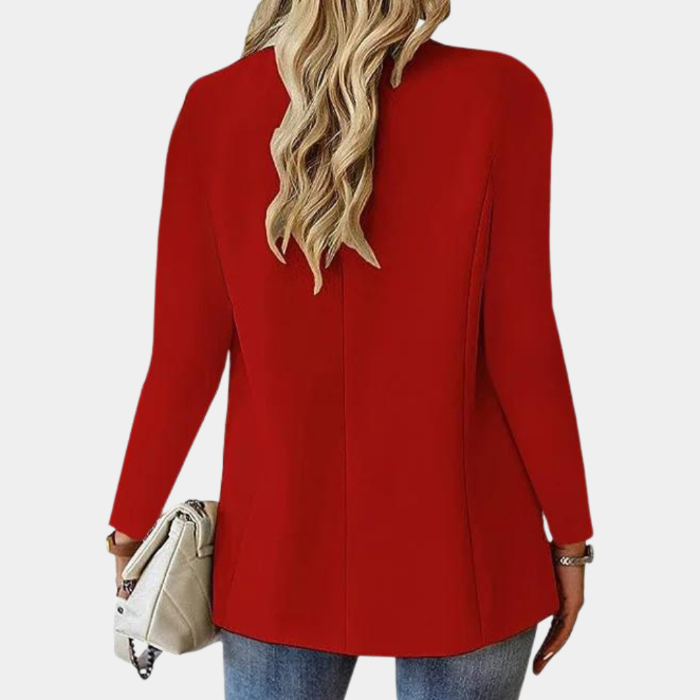 Blazer Femme Élégant à Fermeture Éclair et Col Classique pour Travail et Quotidien