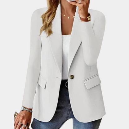 Blazer Femme Élégant à Fermeture Éclair et Col Classique pour Travail et Quotidien