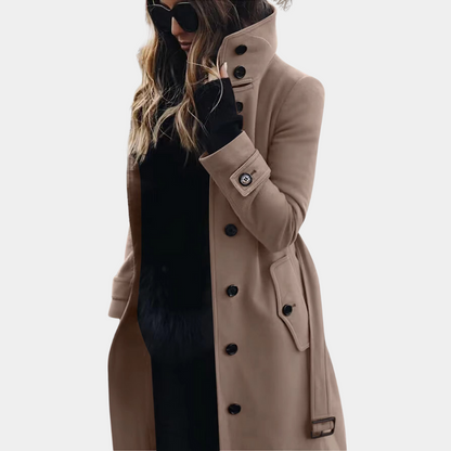 Manteau Femme Long Noir Élégant - PanierRoyale