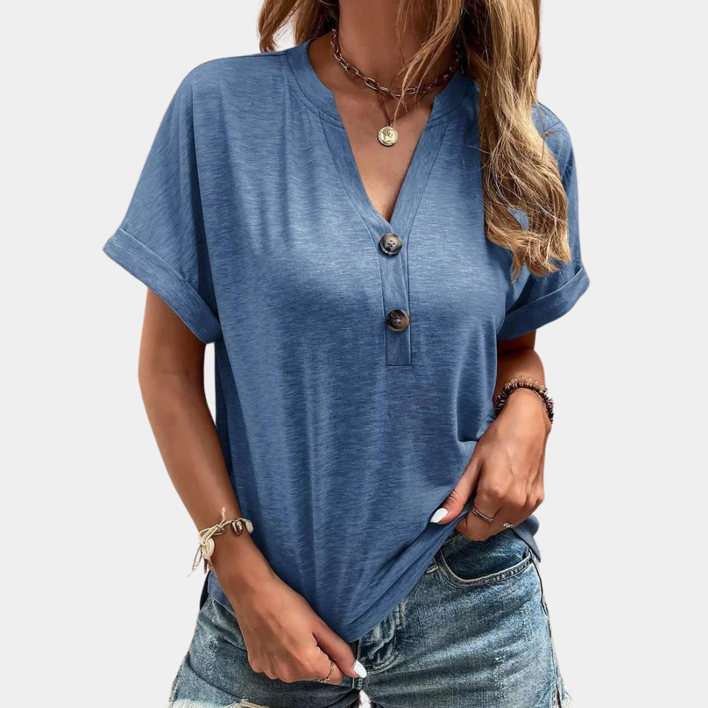 T-shirt Femme Col V Manches Courtes Décontracté