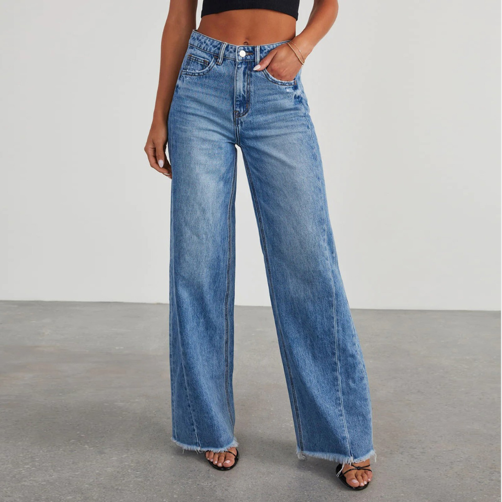 Jean Droit Femme Décontracté Lavé Vintage - BerlinGlamour