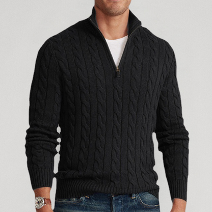 Pull Homme Tricot Printemps Col V avec Motif Tressé - BerlinGlamour